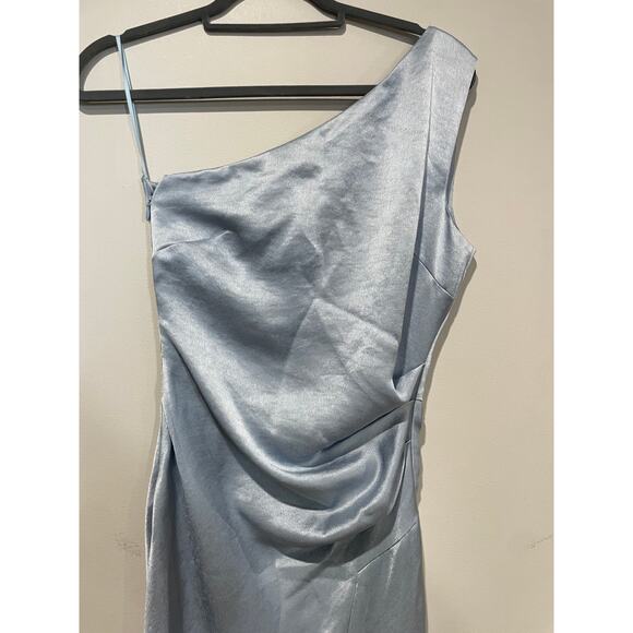 NWT Bec & Bridge The Dreamer Asymmetric Slit Maxi Dress Dusty Blue Women's US 4 - Picture 3 of 7